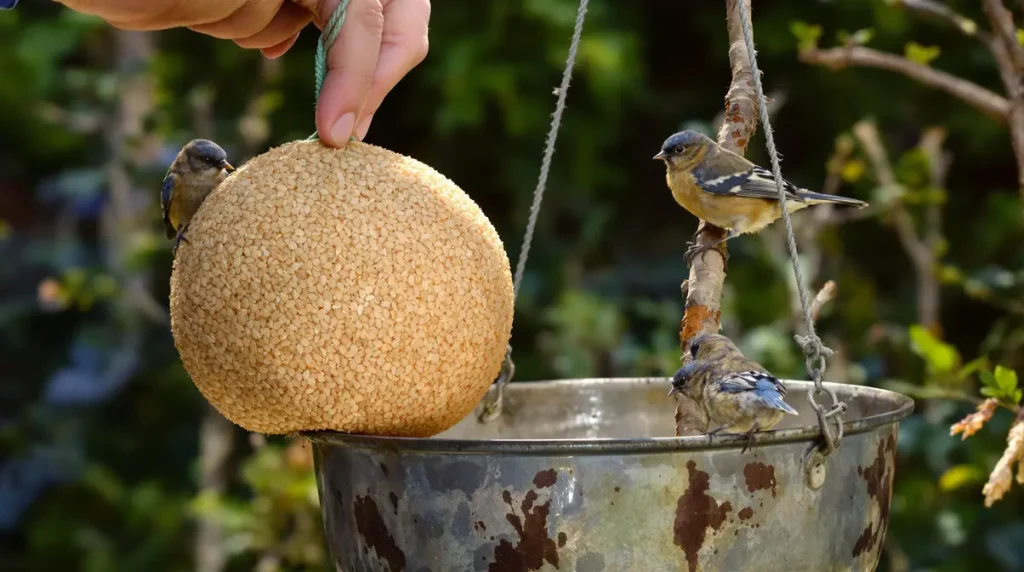 Fin de saison : boules de graisse et graines pour nos oiseaux des jardins